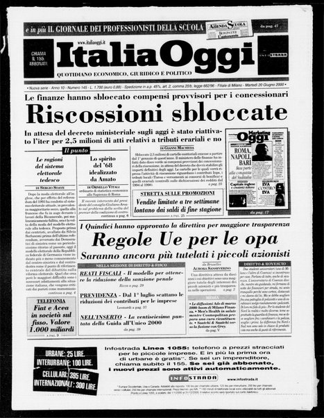 Italia oggi : quotidiano di economia finanza e politica